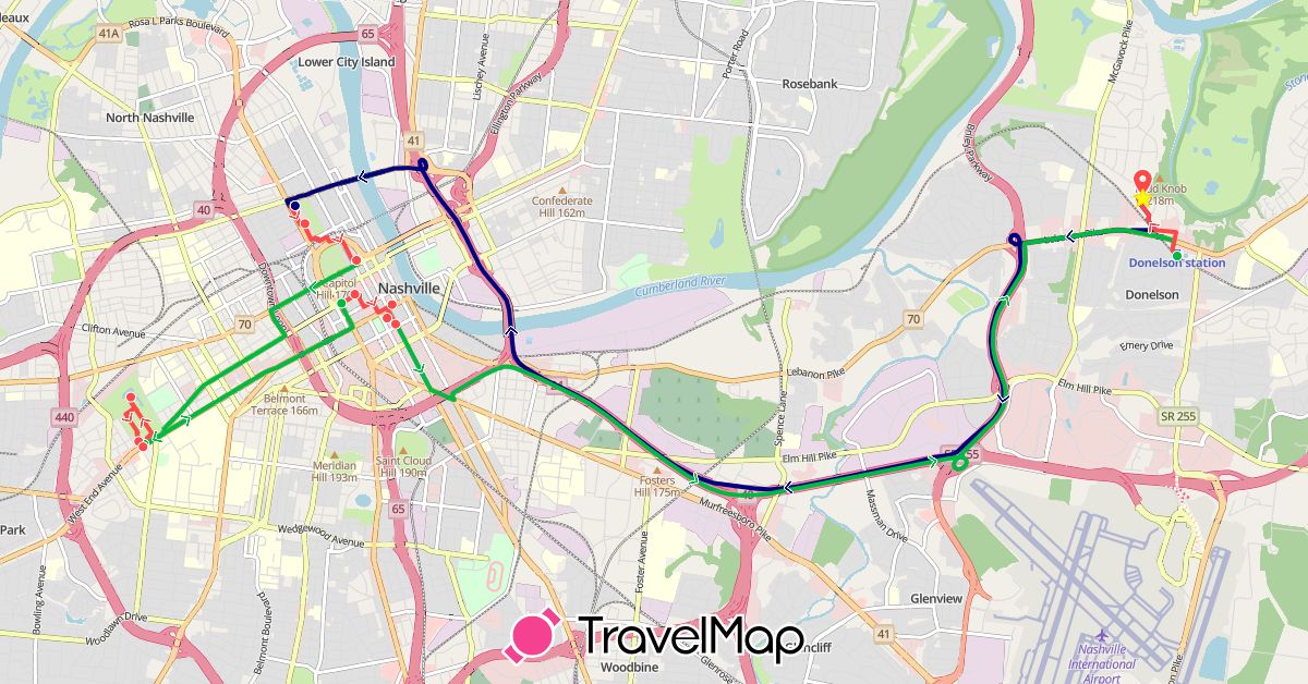 TravelMap itinerary: driving, bus, hiking in United States (North America)