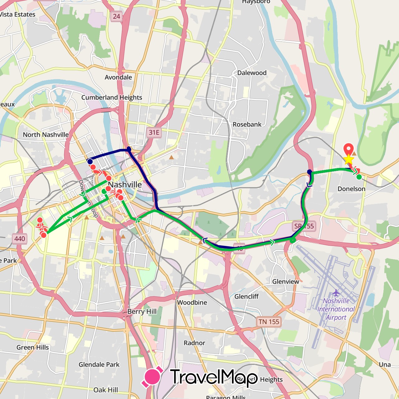 TravelMap itinerary: driving, bus, hiking in United States (North America)
