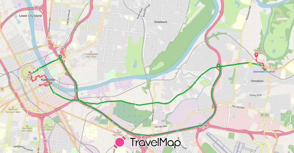 TravelMap itinerary: driving, bus, hiking in United States (North America)
